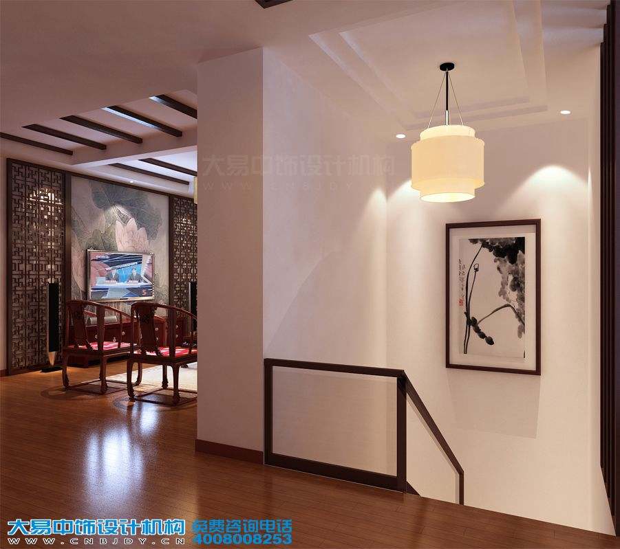 山西長治現(xiàn)代中式風格復式樓設(shè)計效果圖