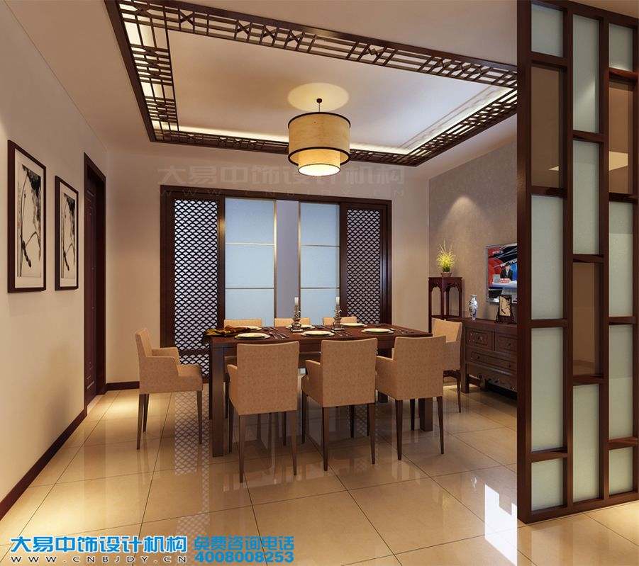 山西長治現(xiàn)代中式風格復式樓設(shè)計效果圖