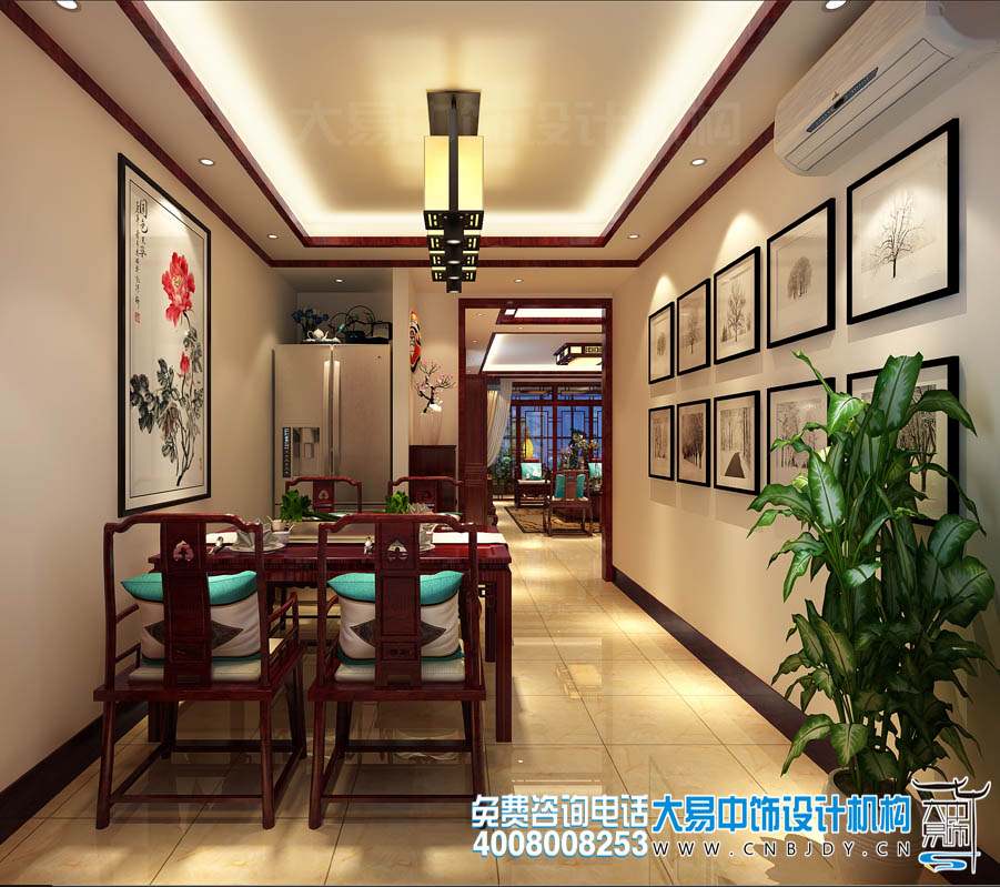 餐廳簡約中式設計效果圖