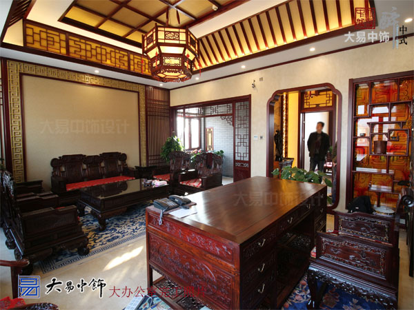 北京順義工業園區藥業集團中式辦公空間裝修設計元素